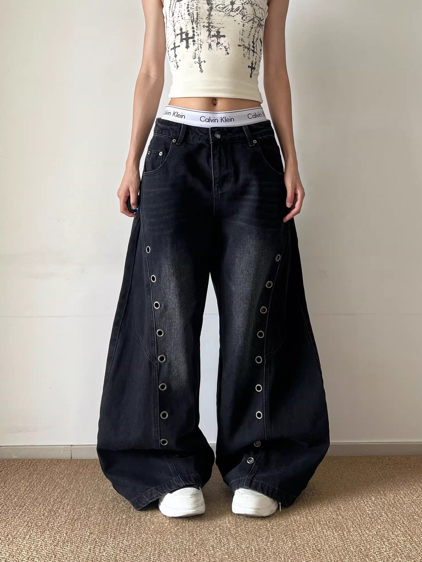 Eyelet Washed Jeans