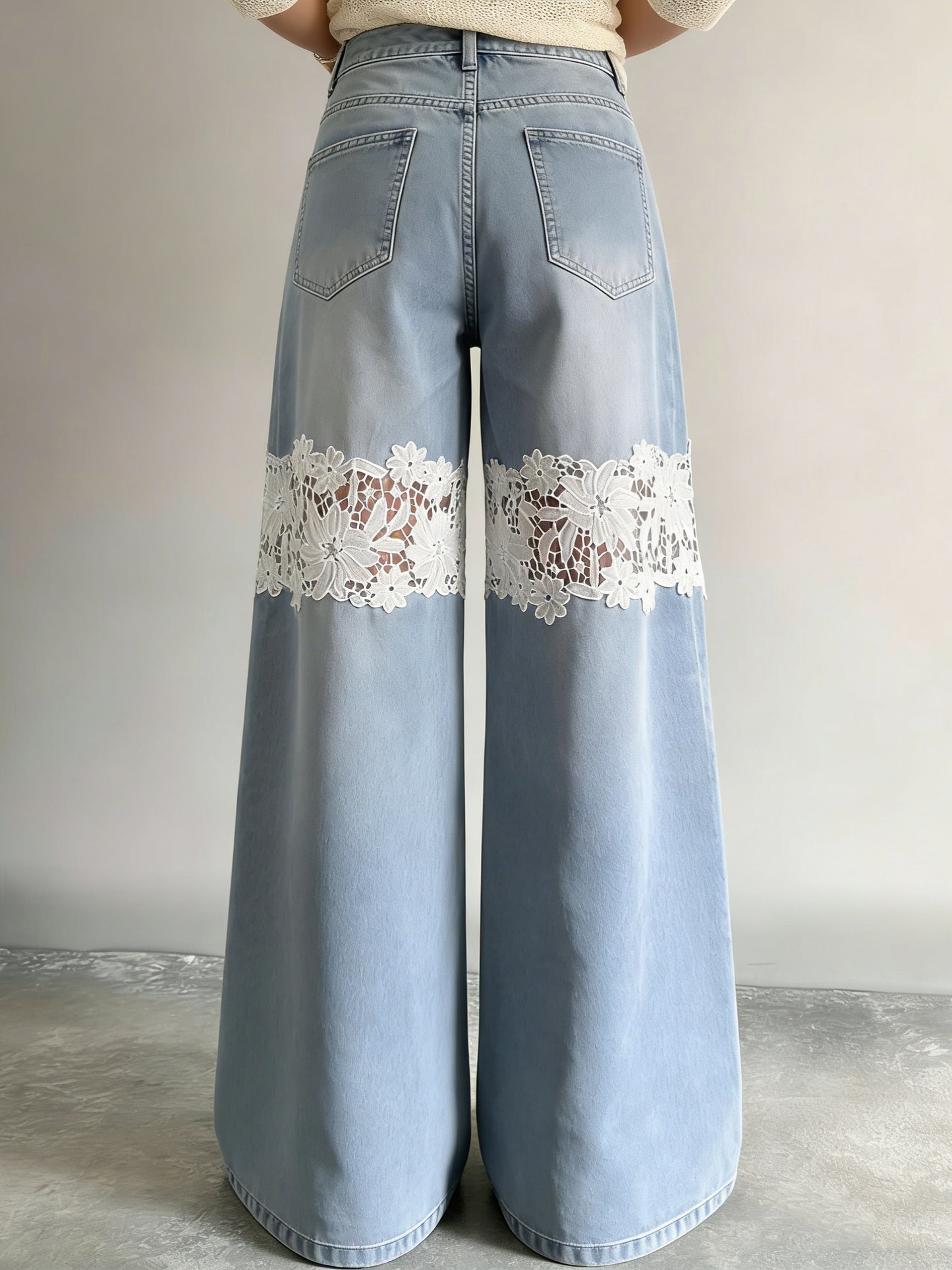 Light Wash Lace Insert Jeans
