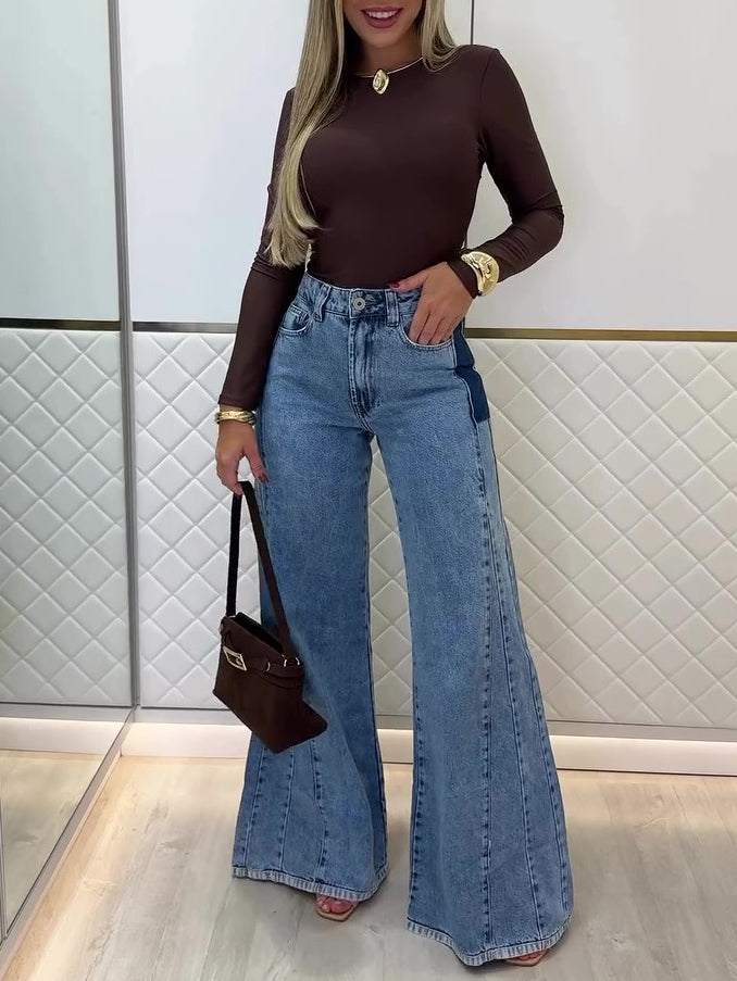 Light Blue High - Waisted Flared Jeans