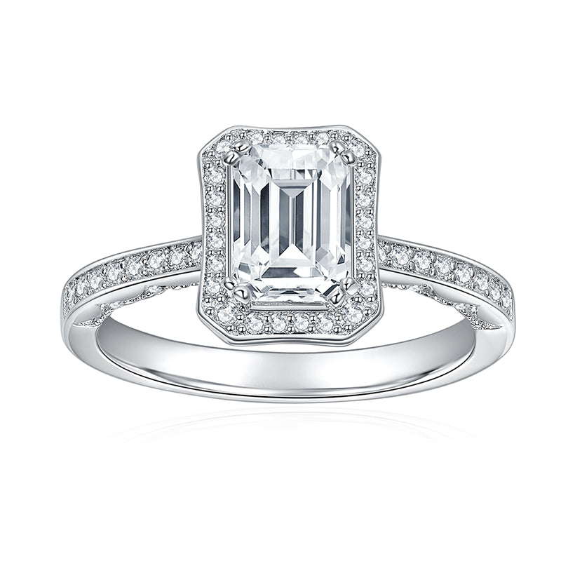 Silver Ring Set With Moissanite