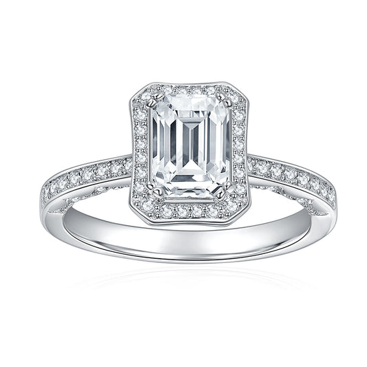 Silver Ring Set With Moissanite