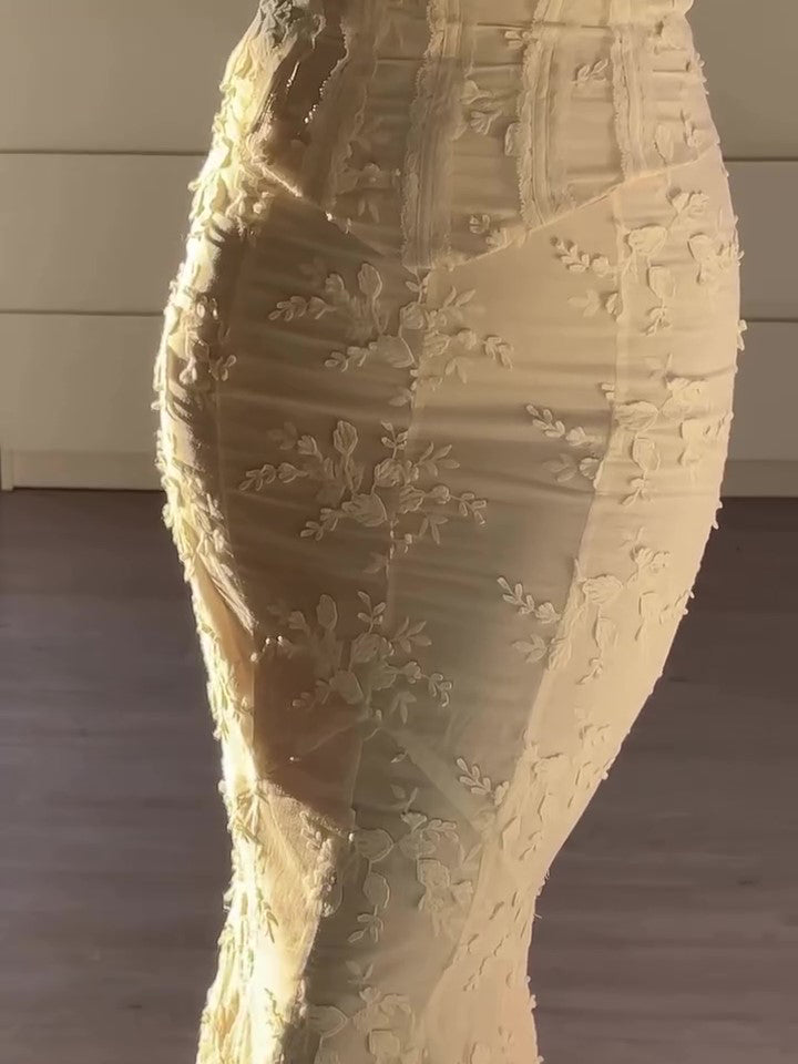 Embroidered Strapless Butt-covering Two-piece Dress