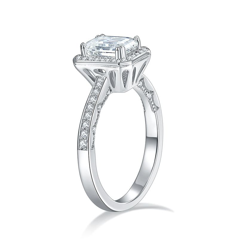 Silver Ring Set With Moissanite
