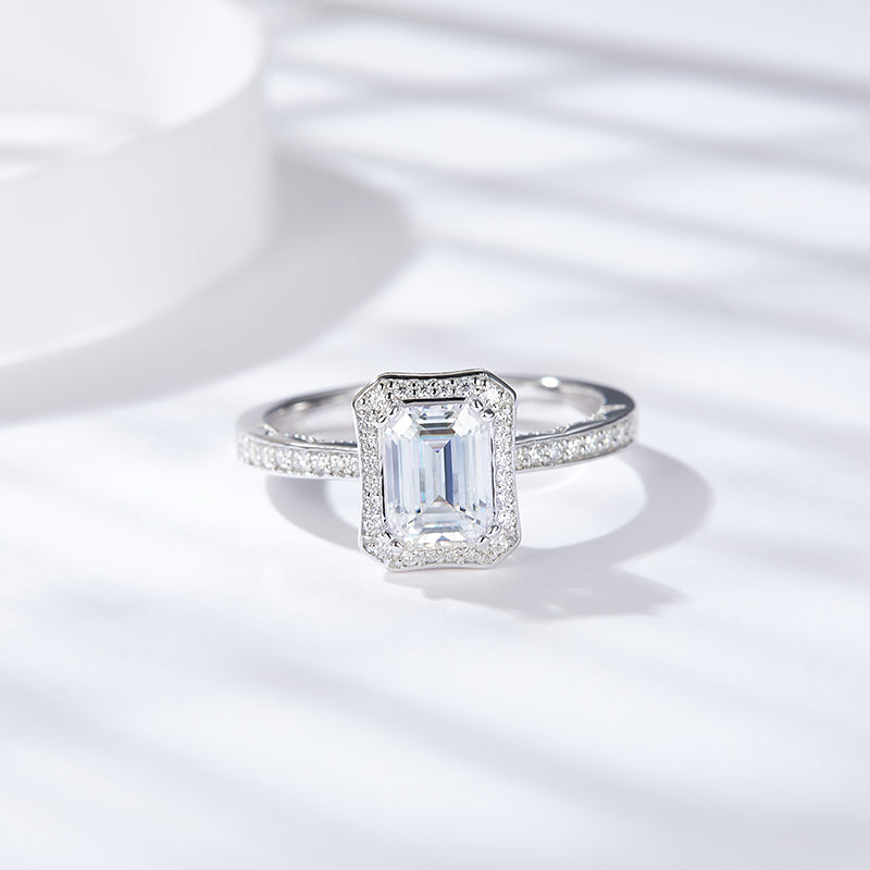 Silver Ring Set With Moissanite